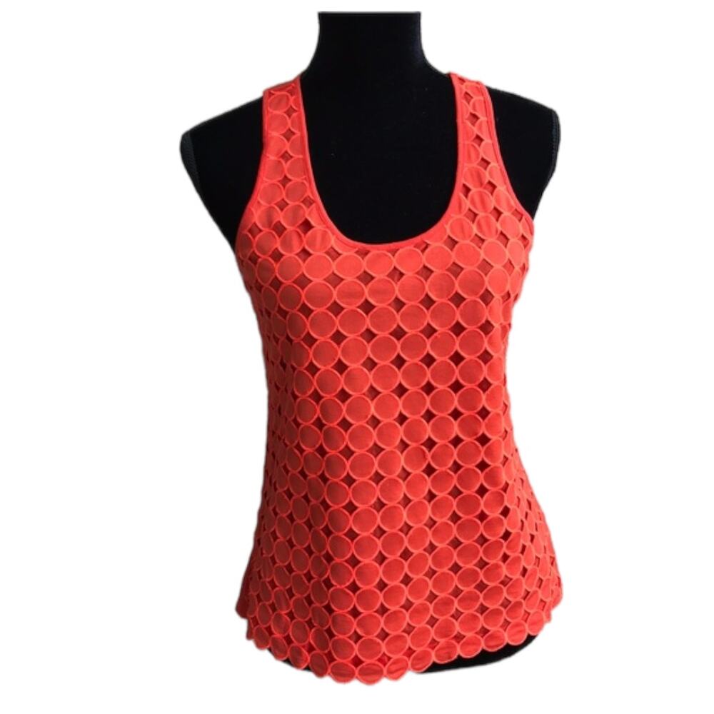 J. Crew Womens Tank Top Size XS Orange Eyelet‎ Dot Sleeveless 76808